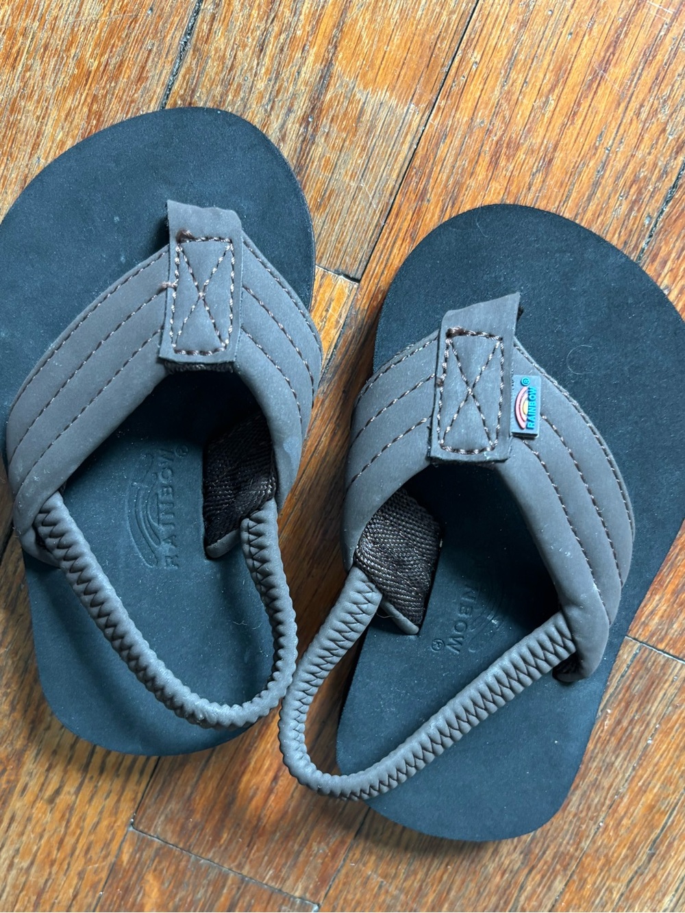 Rainbow Toddler Brown and Black Flip Flop Sandals